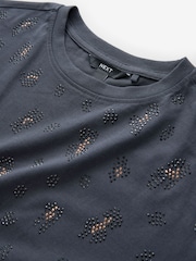 Charcoal 100% Cotton Animal Embellished T-Shirt - Image 6 of 7
