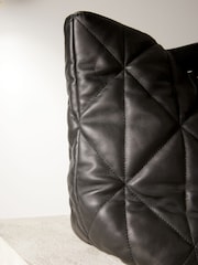 Black Leather Quilted Shopper Bag - Image 9 of 9