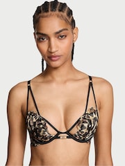 Victoria's Secret Black Leopard Unlined Demi Embroidered Bra - Image 1 of 4