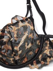 Victoria's Secret Black Leopard Unlined Demi Embroidered Bra - Image 4 of 4