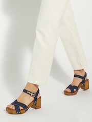Dune London Blue Cross Strap Heeled Judies Sandals - Image 1 of 4