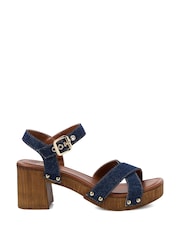 Dune London Blue Cross Strap Heeled Judies Sandals - Image 2 of 4