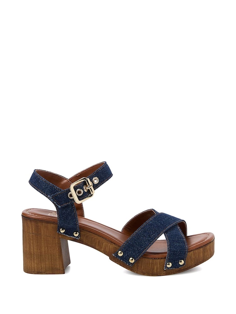 Dune London Blue Cross Strap Heeled Judies Sandals - Image 2 of 4
