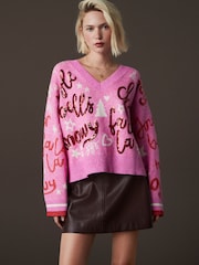 Pink Bright Knitted Christmas Jumper - Image 3 of 8