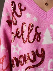 Pink Bright Knitted Christmas Jumper - Image 5 of 8