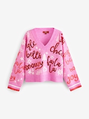 Pink Bright Knitted Christmas Jumper - Image 6 of 8
