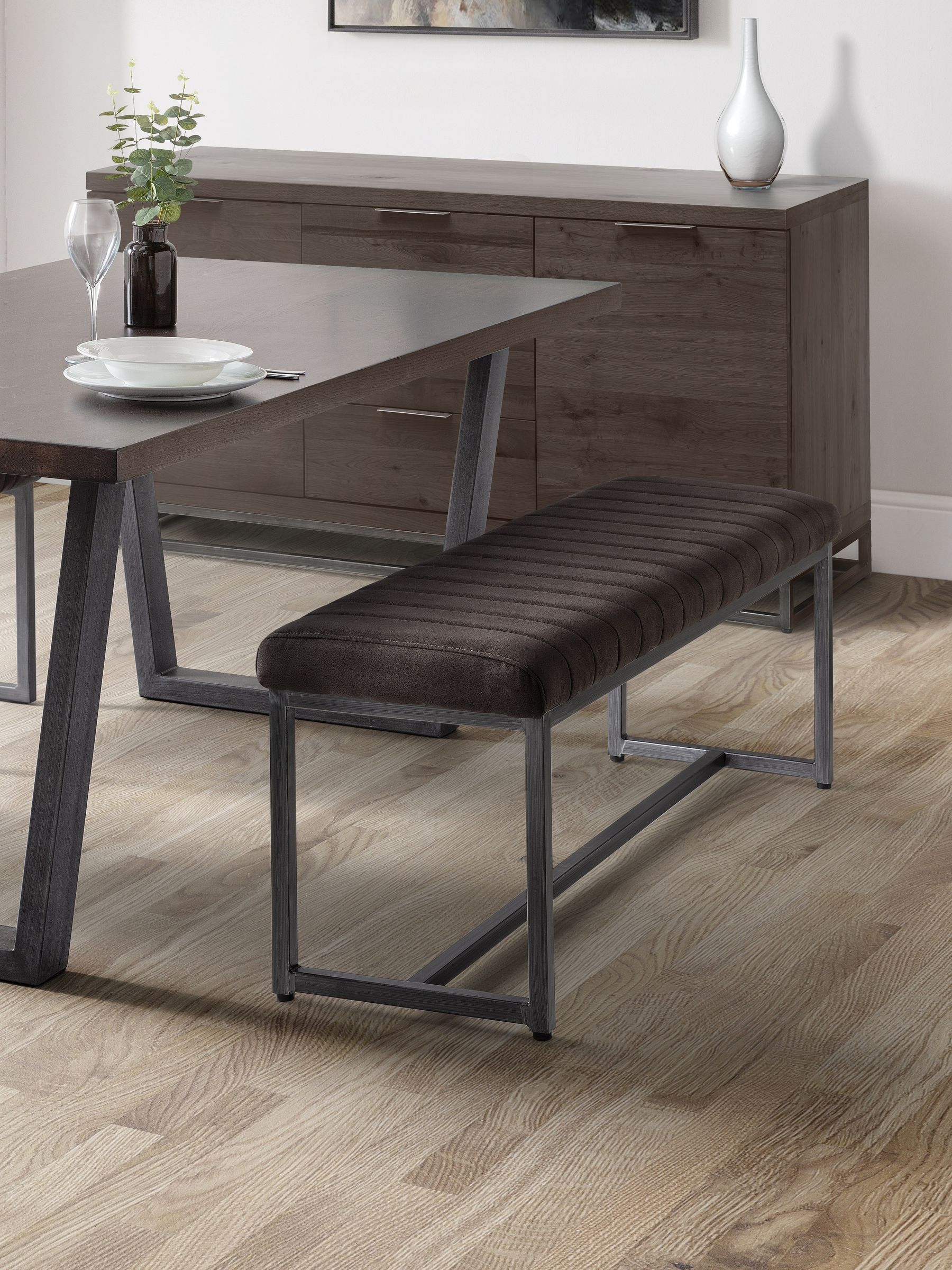 Julian Bowen Unisex Grey Brooklyn Upholstered Bench
