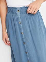 PixieGirl Petite Blue Button Front Midi Skirt - Image 4 of 5