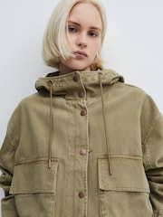 Mango Brown Pockets Cotton Parka - Image 4 of 7