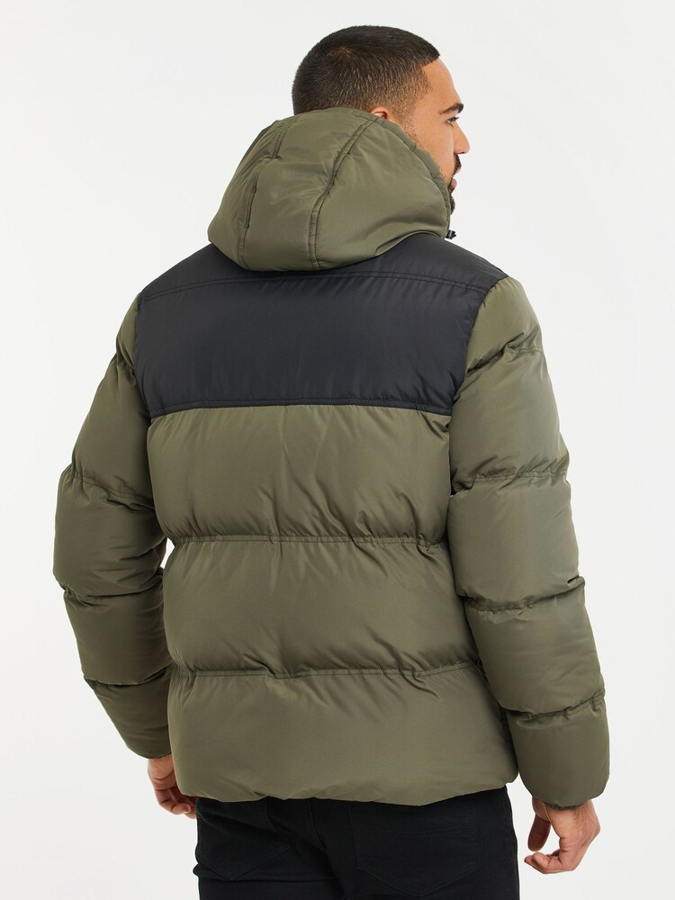 Threadbare Green Showerproof Two Tone Hooded Puffer Jacket - Image 2 of 4