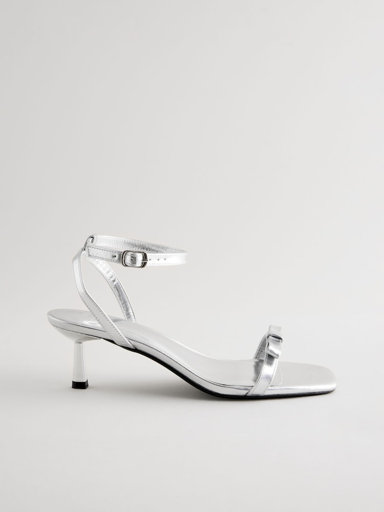 Silver Forever Comfort Square Toe Bow Sandals - Image 3 of 7