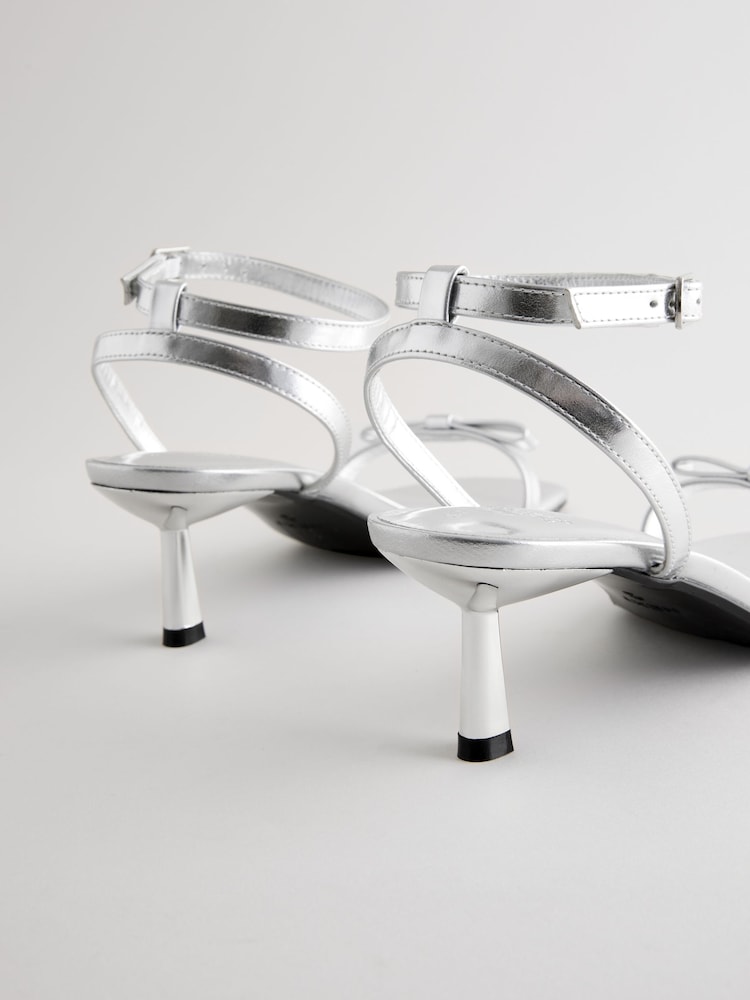 Silver Forever Comfort Square Toe Bow Sandals - Image 6 of 7