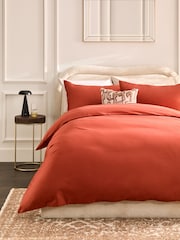 Cinnamon Orange 400 Thread Count 100% Egyptian Cotton Sateen Luxury Duvet Cover and Pillowcase Set - Image 1 of 4