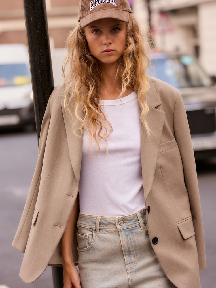 Neutral Single Breasted Warm Handle Blazer - Image 3 of 7