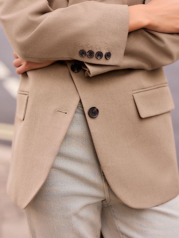Neutral Single Breasted Warm Handle Blazer - Image 5 of 7