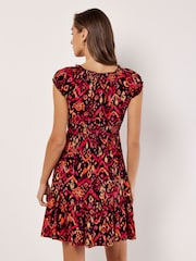 Apricot Black Colourful Ikat Milkmaid Mini Dress - Image 3 of 4