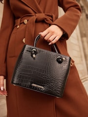 Lipsy Black Faux Leather Mini Square Tote Bag - Image 1 of 4