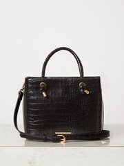 Lipsy Black Faux Leather Mini Square Tote Bag - Image 2 of 4