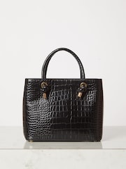 Lipsy Black Faux Leather Mini Square Tote Bag - Image 3 of 4