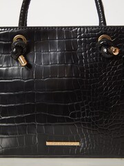 Lipsy Black Faux Leather Mini Square Tote Bag - Image 4 of 4