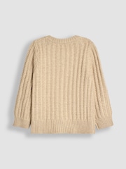 JoJo Maman Bébé Natural Embroidered Cosy Cable Cardigan - Image 4 of 5