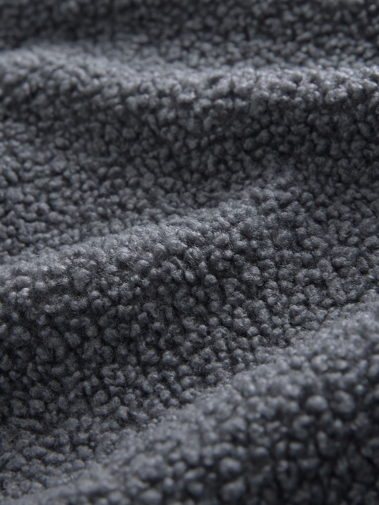 Slate Grey Apres Ski Graphic Outdoor Next Elements Hooded Teddy Borg Quarter Zip Fleece - Image 6 of 8