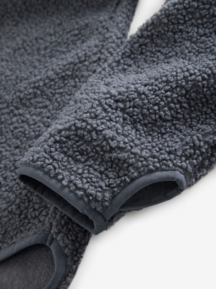 Slate Grey Apres Ski Graphic Outdoor Next Elements Hooded Teddy Borg Quarter Zip Fleece - Image 7 of 8