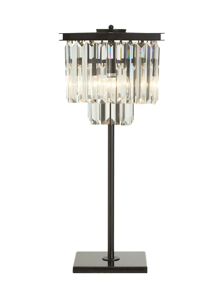 Interiors by Premier Black Kensington Townhouse Iron & Crystal Lamp - Image 1 of 2 Interiors by Premier Black Kensington Townhouse Iron & Crystal Lamp - Image 1 of 2