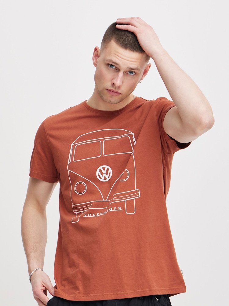 Blend Brown Volkswagen Camper Short Sleeve 100% Cotton T-Shirt - Image 1 of 5