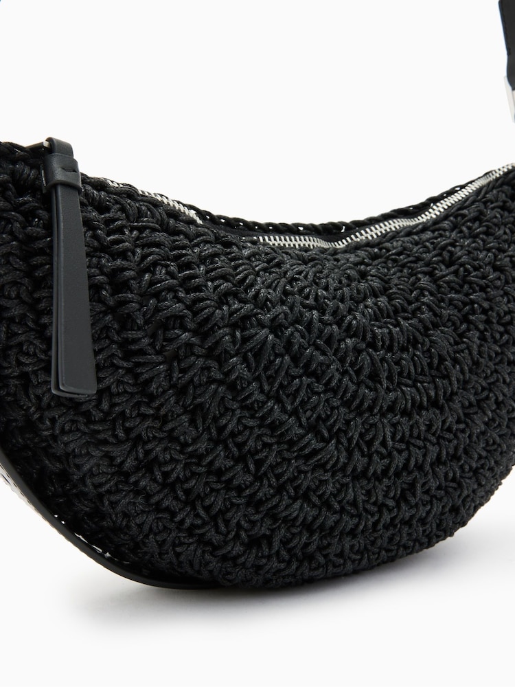 AllSaints Black Half Moon Knot Cross-Body Bag - Image 7 of 7