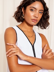 Friends Like These Ivory White Sleeveless Tipped Lightweight Woven Tunic - Image 2 of 4