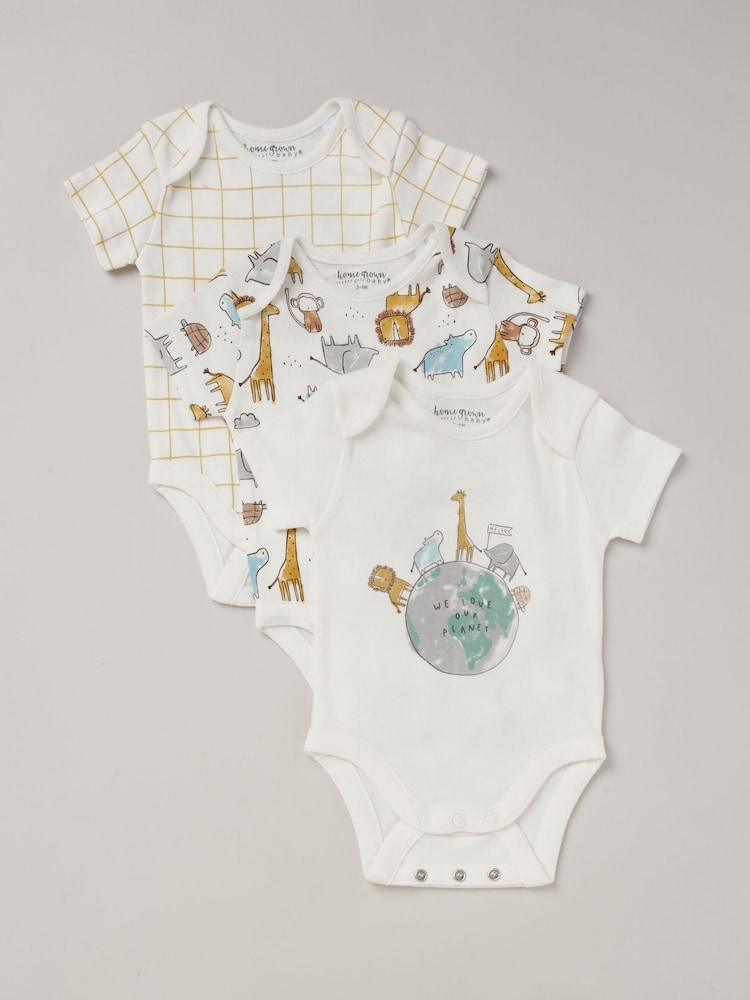 Homegrown Printed White Bodysuit Set 3 Pack - Image 1 of 4