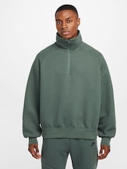 Nike Green Sportswear Tech Fleece Quarter Zip Top - Image 1 of 7