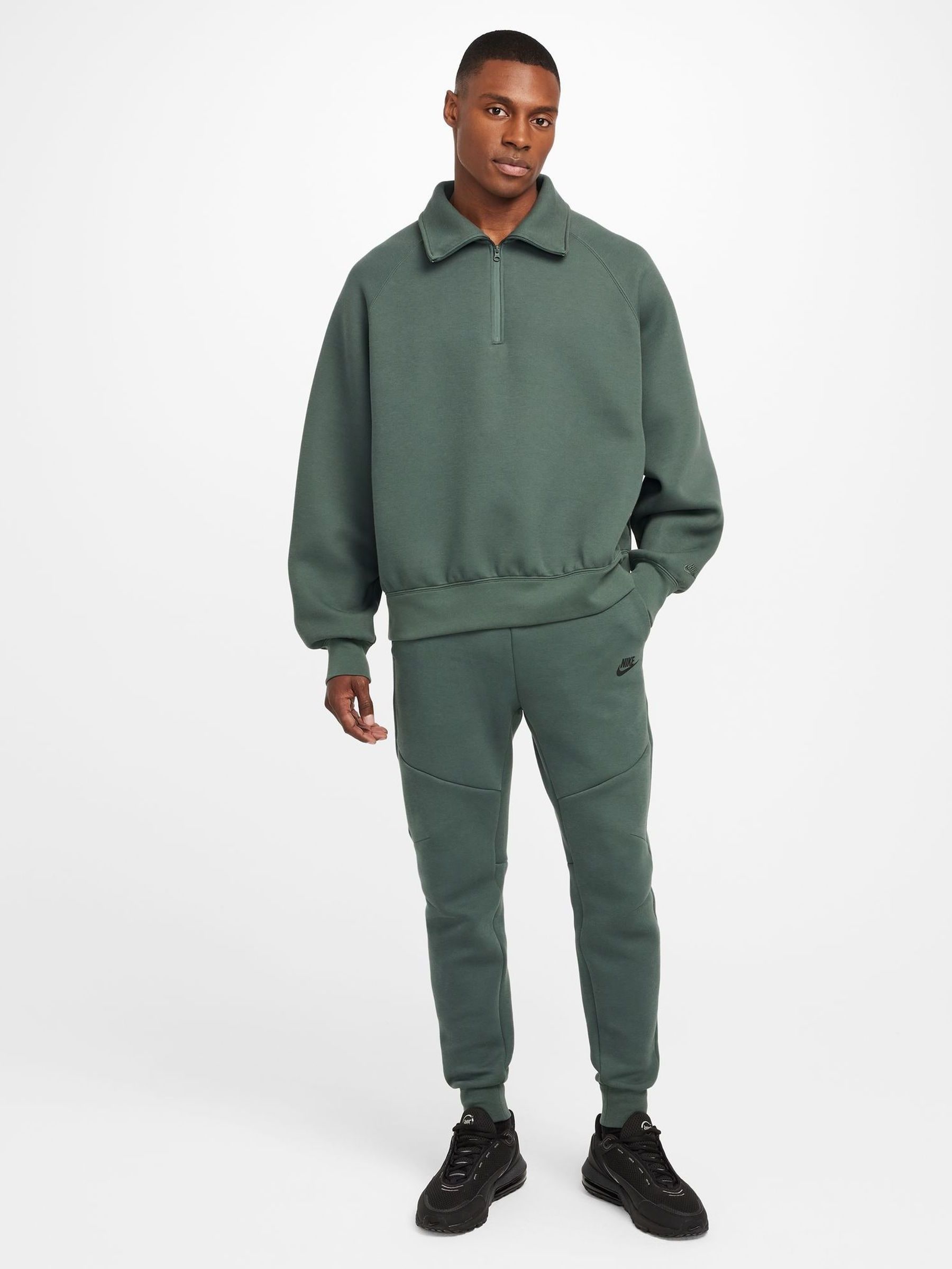 Buy Nike Green Sportswear Tech Fleece Quarter Zip Top from Next