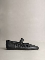 Black N. Premium Leather Ruched Mary Janes Shoes - Image 3 of 5