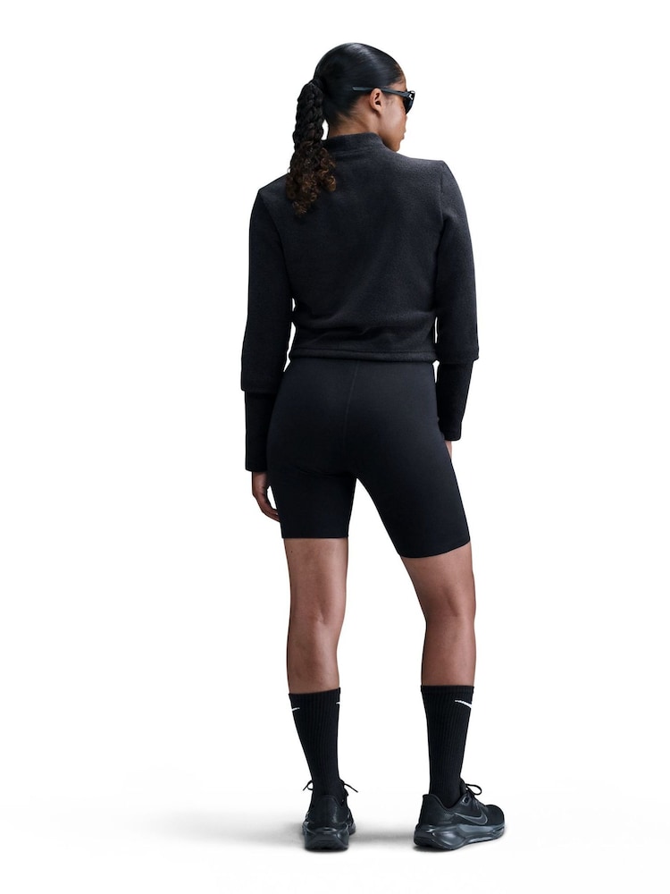 Nike Black/ Chrome Phoenix Plush Half Zip Cozy Fleece Slim Fit Long Top - Image 2 of 6