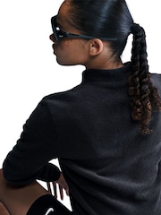 Nike Black/ Chrome Phoenix Plush Half Zip Cozy Fleece Slim Fit Long Top - Image 5 of 6