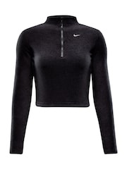 Nike Black/ Chrome Phoenix Plush Half Zip Cozy Fleece Slim Fit Long Top - Image 6 of 6
