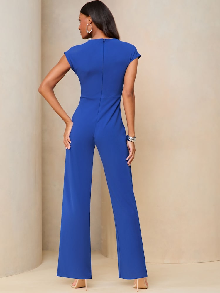 Lipsy Navy Blue Cap Sleeve Tie Front Jumpsuit - Image 2 of 4