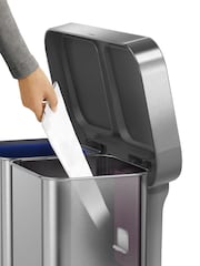 simplehuman Brushed Steel Dual Compartment 58L Pedal Bin With Liner Pocket - Image 5 of 5