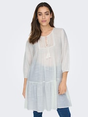 ONLY White Cheesecloth Embroidered Summer Smock Dress - Image 4 of 7
