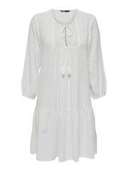 ONLY White Cheesecloth Embroidered Summer Smock Dress - Image 6 of 7