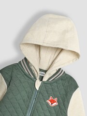 JoJo Maman Bébé Khaki Green Fox Cotton Blend Hooded Bomber Jacket - Image 3 of 6