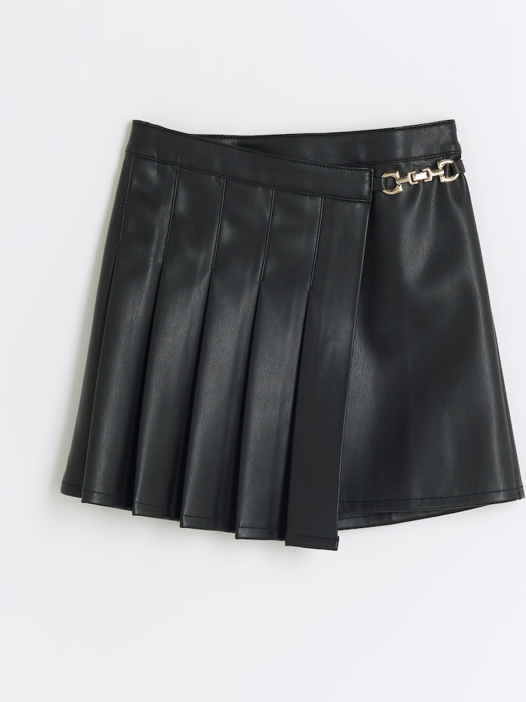 Falda escocesa cruzada para niñas de piel sintética 100% algodón de River Island - Imagen 1 de 4