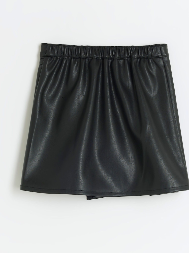Falda escocesa cruzada para niñas de piel sintética 100% algodón de River Island - Imagen 2 de 4
