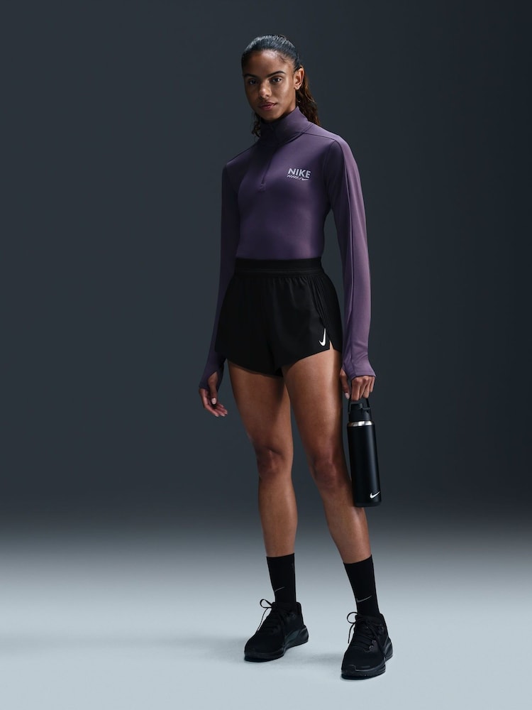 Dunkellila - Nike Pacer Langarm-Laufoberteil mit halbem Reißverschluss - Bild 1 von 6