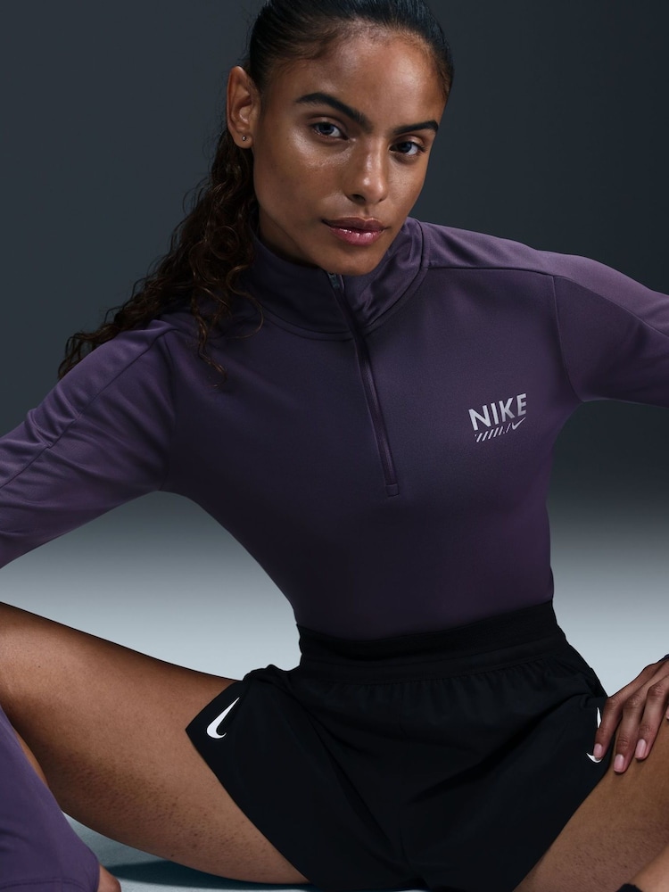 Dunkellila - Nike Pacer Langarm-Laufoberteil mit halbem Reißverschluss - Bild 2 von 6