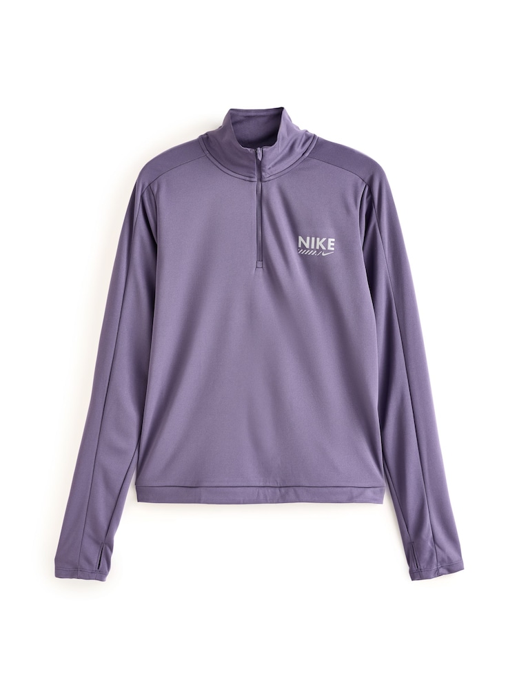 Dunkellila - Nike Pacer Langarm-Laufoberteil mit halbem Reißverschluss - Bild 6 von 6