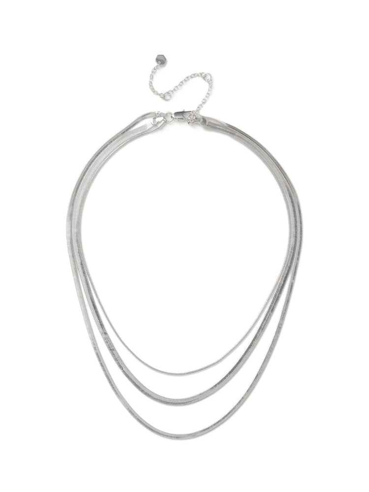 Aela Gold Tone Multirow Snake Chain Necklace - Image 2 of 3