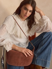 Rust Brown Suede Sling Bag - Image 1 of 8